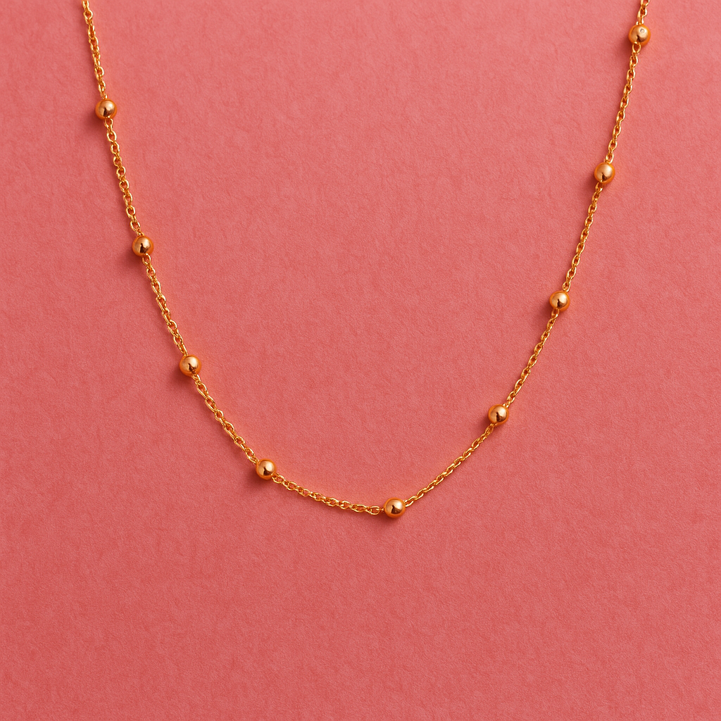 Minimal Gold Bead Necklace | Tvayi Jewellery