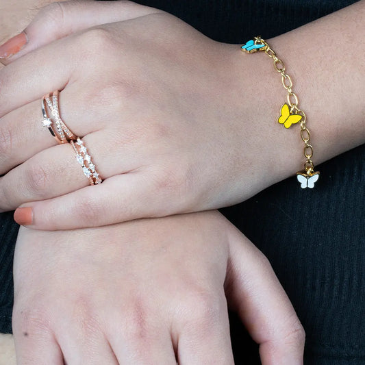 Colourful Butterfly Link Chain Bracelet Tvayi