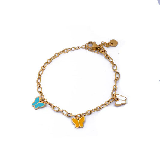 Colourful Butterfly Link Chain Bracelet Tvayi