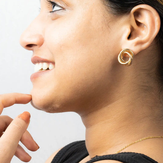 Contemporary Hoop Gold-Plated Earrings | Tvayi