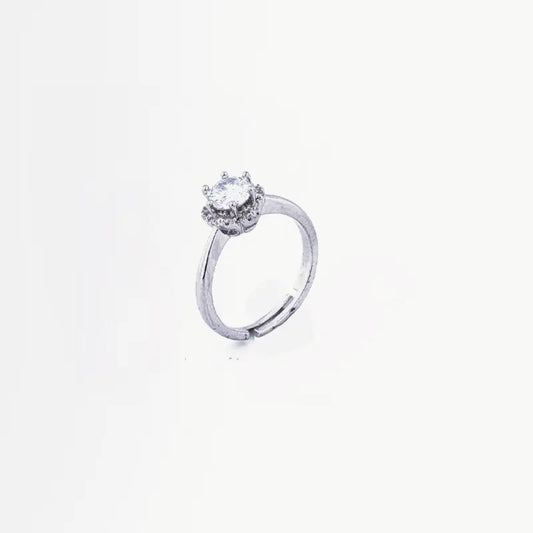 Crown Solitaire Sterling Silver Ring Tvayi