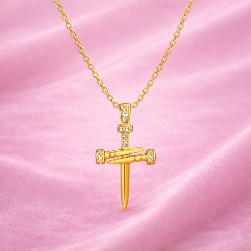 Divine Nail Cross Necklace – 18K Gold Plated Demi-Fine Jewellery | Tvayi