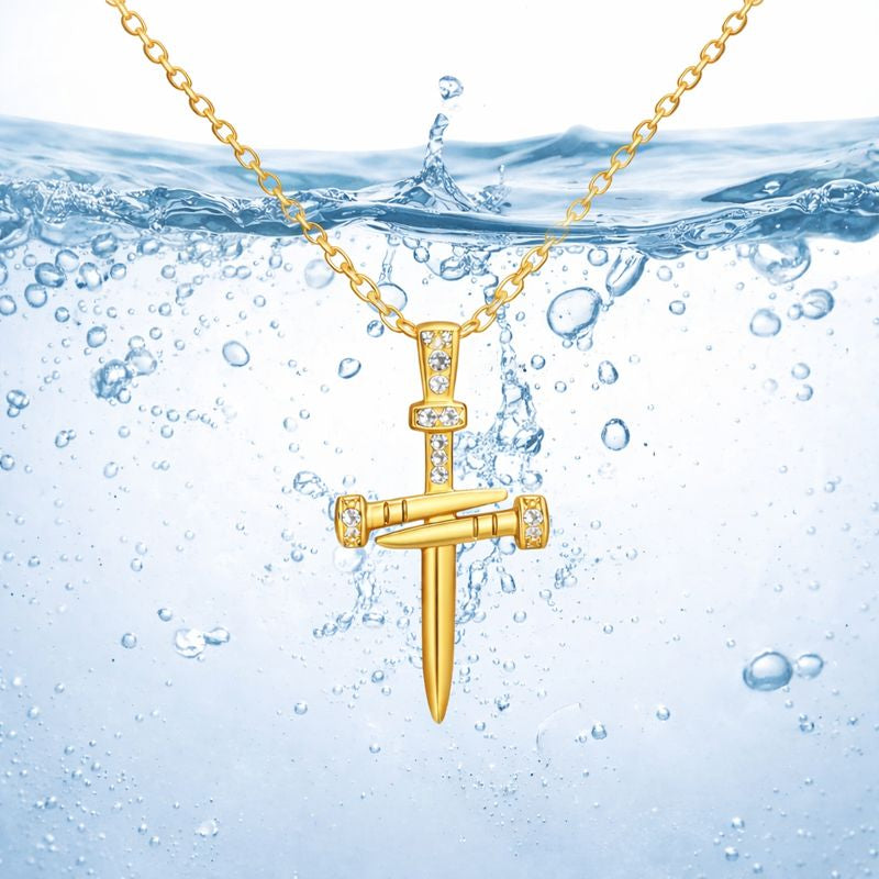 Divine Nail Cross Necklace – 18K Gold Plated Demi-Fine Jewellery | Tvayi