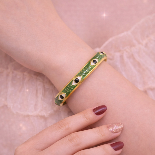 Drishti Verde Evil Eye Bracelet for Women & Girls | 18K Gold Plated Premium Demi-Fine Jewellery | Gift for Her | Tvayi