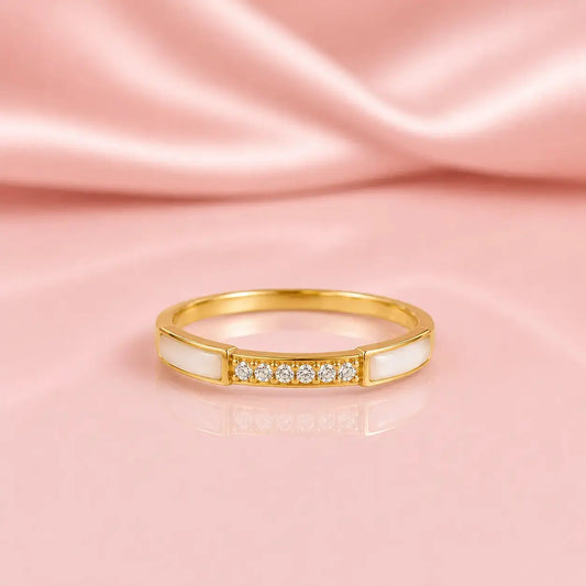 Elara White Enamel Spark Ring | Tvayi