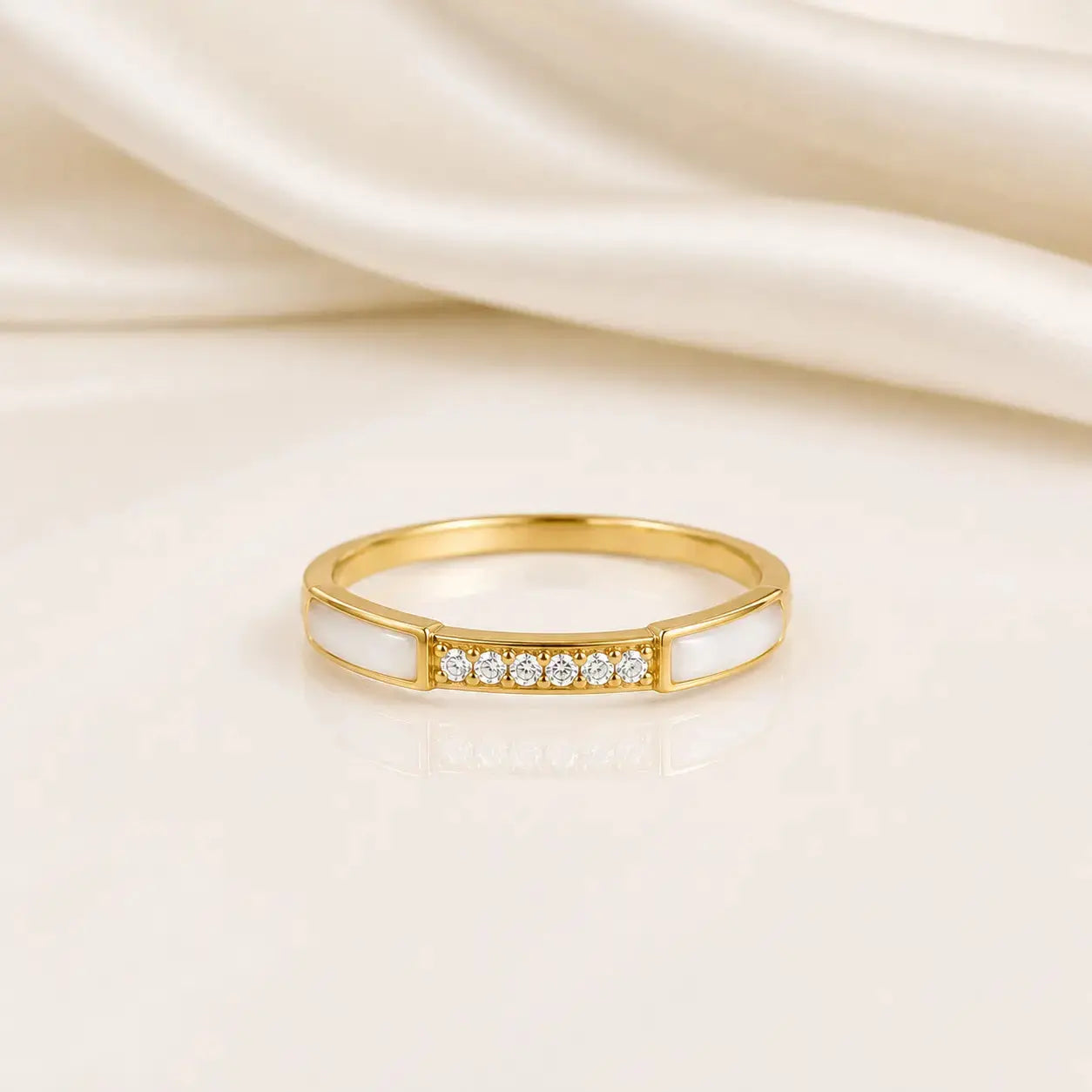 Elara White Enamel Spark Ring | Tvayi