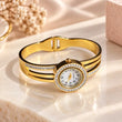 Gold plated crystal bracelet watch for women on cream luxury background – TVAYI