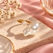 18K gold plated pearl statement ring for women by TVAYI