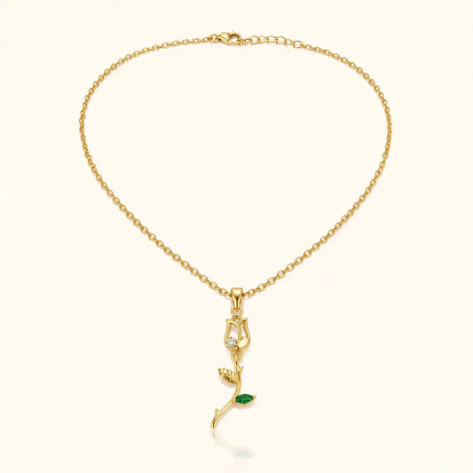 Emerald Rose Pendant Necklace Tvayi