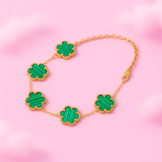 Emerald Clover Charm Bracelet | Tvayi