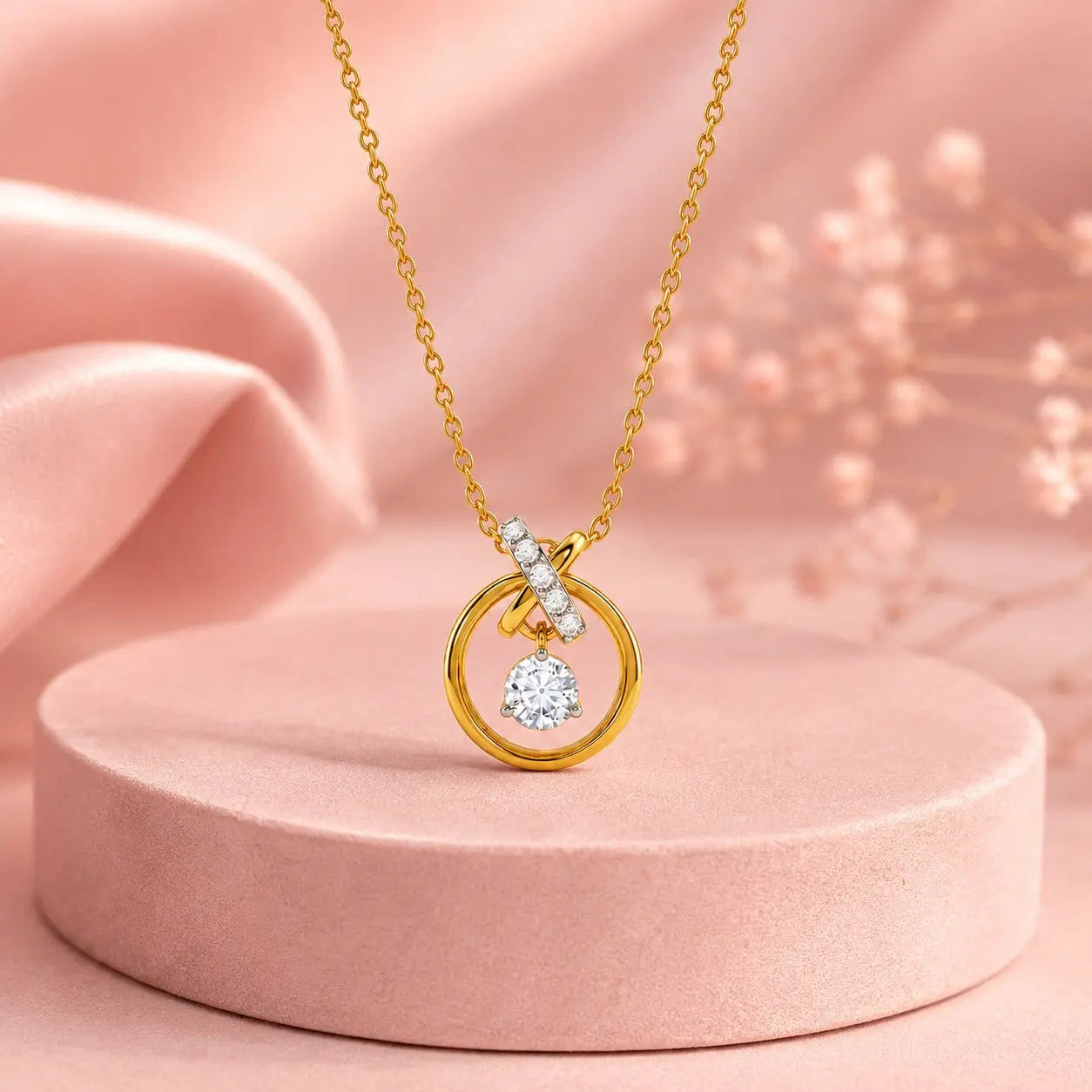 Eterna Orbit Lab Grown Diamond Pendant Necklace – 9KT Gold | Tvayi