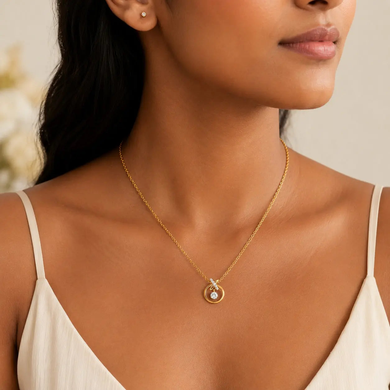Eterna Orbit Lab Grown Diamond Pendant Necklace – 9KT Gold | Tvayi