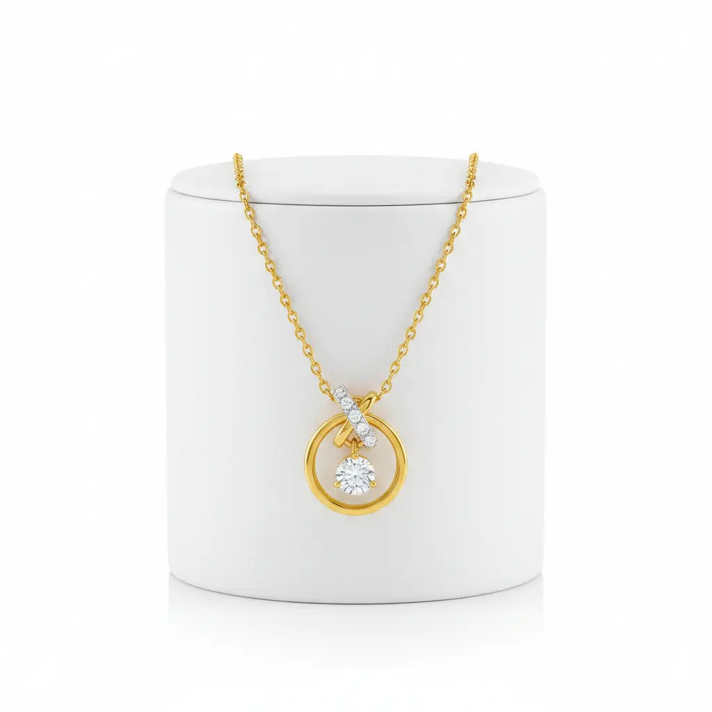 Eterna Orbit Lab Grown Diamond Pendant Necklace – 9KT Gold | Tvayi
