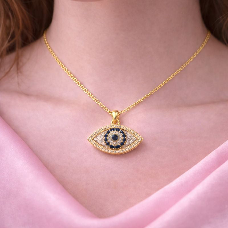 Evil Eye Diamond Necklace | 18K Gold Plated Jewellery | Tvayi