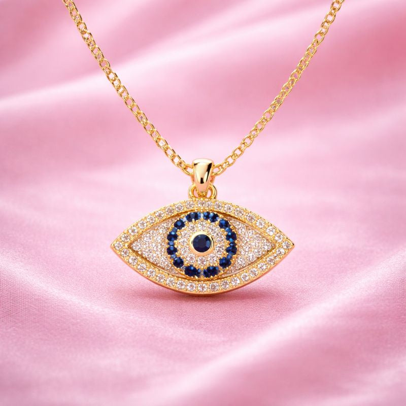 Evil Eye Diamond Necklace | 18K Gold Plated Jewellery | Tvayi