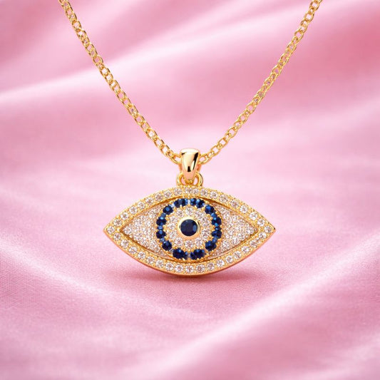 Evil Eye Diamond Necklace | 18K Gold Plated Jewellery | Tvayi