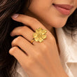 Indian woman wearing Fleuré 18K Gold Plated Flower Statement Ring – TVAYI