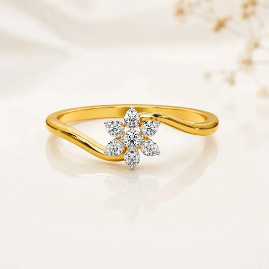 Flora Diamond Bloom Ring in 9KT Gold | Tvayi
