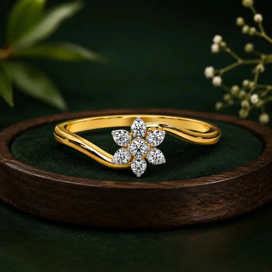 Flora Diamond Bloom Ring in 9KT Gold | Tvayi