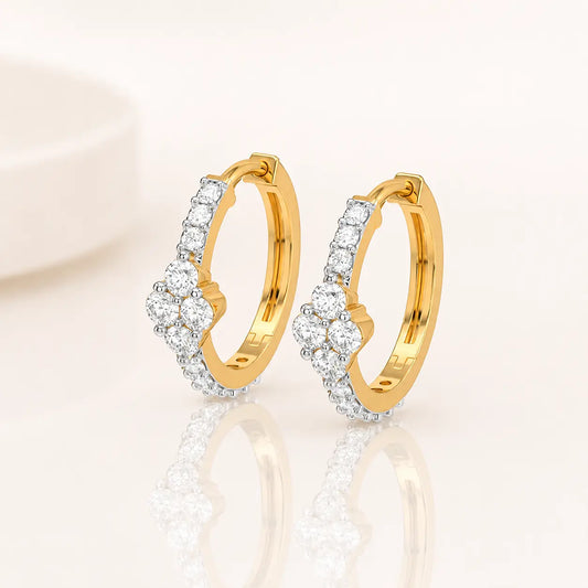 Flora Diamond Hoop Earrings in 9KT Gold | Tvayi