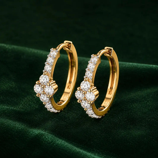 Flora Diamond Hoop Earrings in 9KT Gold | Tvayi
