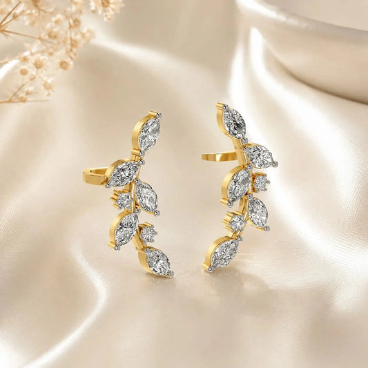 Floral Halo Diamond Stud Earrings – Gold Plated Luxury Earrings for Women | Tvayi