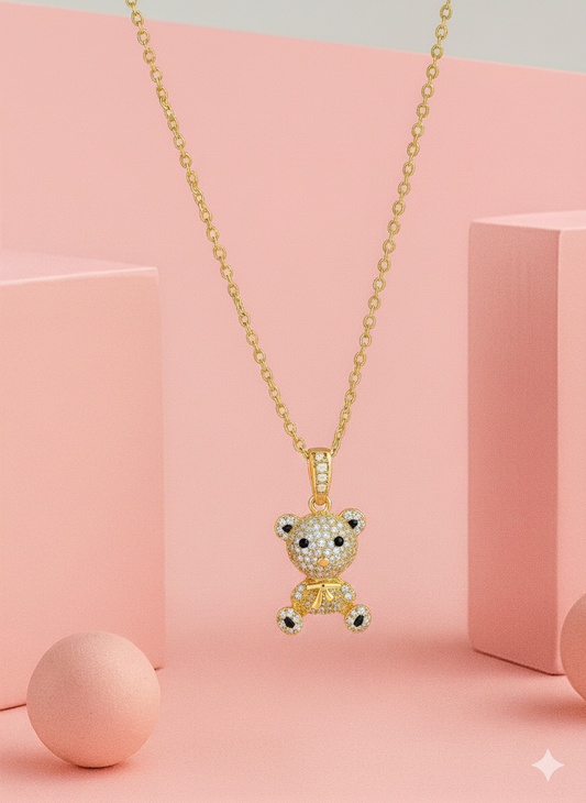 18K Gold Plated Bunny Blush Teddy Pendant – Demi-Fine Jewellery for Women | Tvayi