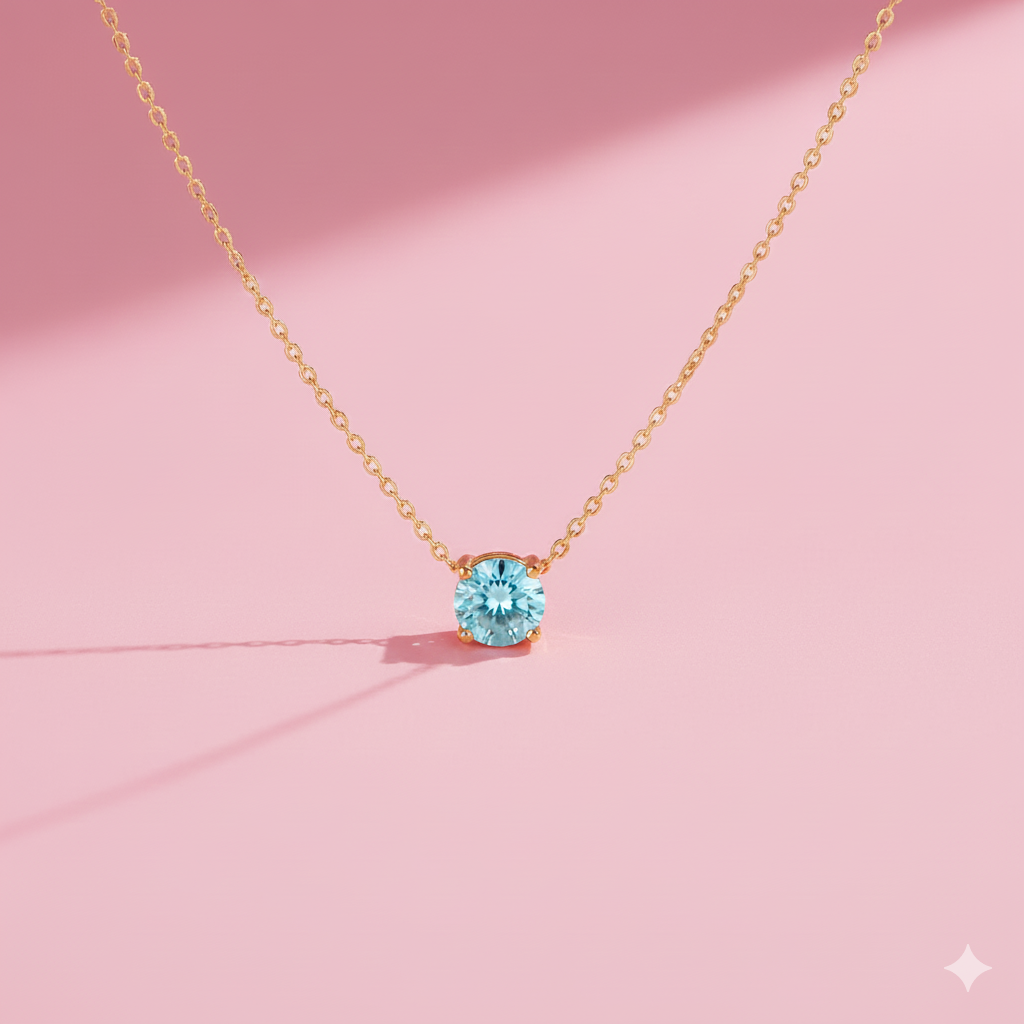 Solitaire Pendant Necklace – 18K Gold Plated Demi-Fine Waterproof Jewellery | Tvayi