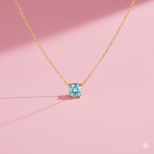 Solitaire Pendant Necklace – 18K Gold Plated Demi-Fine Waterproof Jewellery | Tvayi