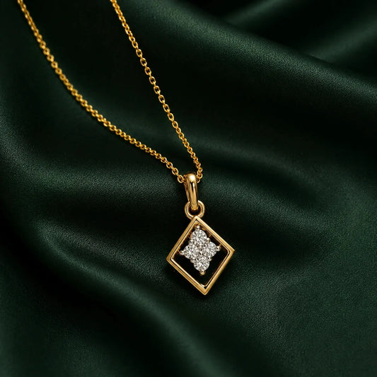 Geometric Spark Diamond Pendant Necklace Tvayi