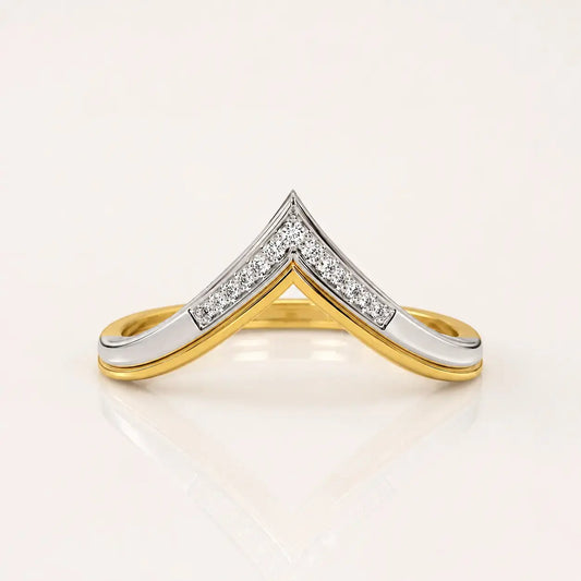 Gold Lab Grown Diamond Chevron Ring for Women | V Shape Diamond Ring | Tvayi