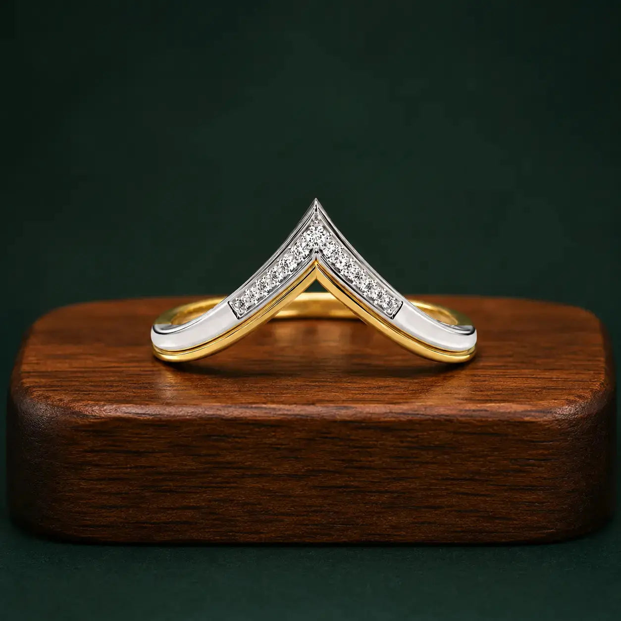 Gold Lab Grown Diamond Chevron Ring for Women | V Shape Diamond Ring | Tvayi