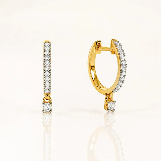 Gold Lab Grown Diamond Dangle Hoop Earrings | Tvayi