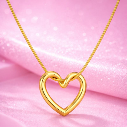 Gold-Plated Open Heart Pendant Necklace for Women & Girls | Demi-Fine Jewellery | 18K Gold Plated Pendant | Tvayi Jewellery