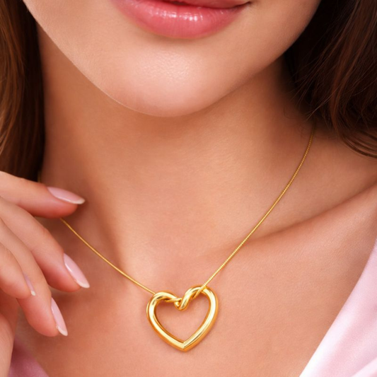 Gold-Plated Open Heart Pendant Necklace for Women & Girls | Demi-Fine Jewellery | 18K Gold Plated Pendant | Tvayi Jewellery