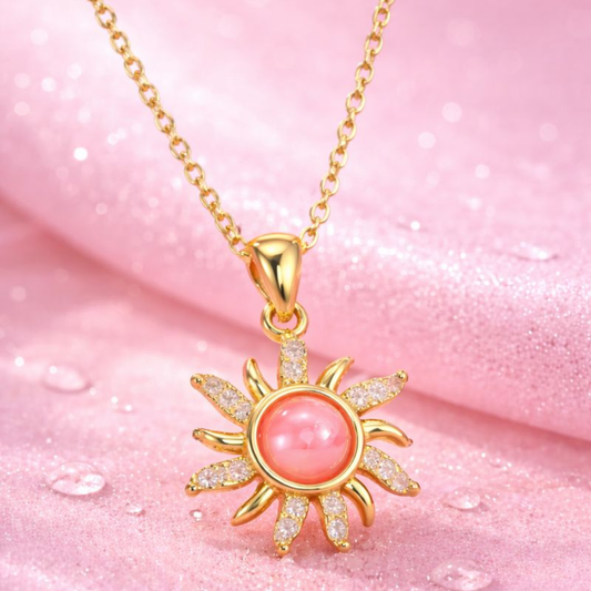 Sunburst Pendant Necklace – Coral Glow Demi-Fine Anti-Tarnish Jewellery | Tvayi