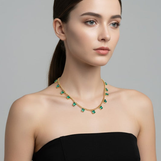 Gold Vermeil Green Clover Charm Necklace – Anti-Tarnish Demi-Fine Jewellery | Tvayi