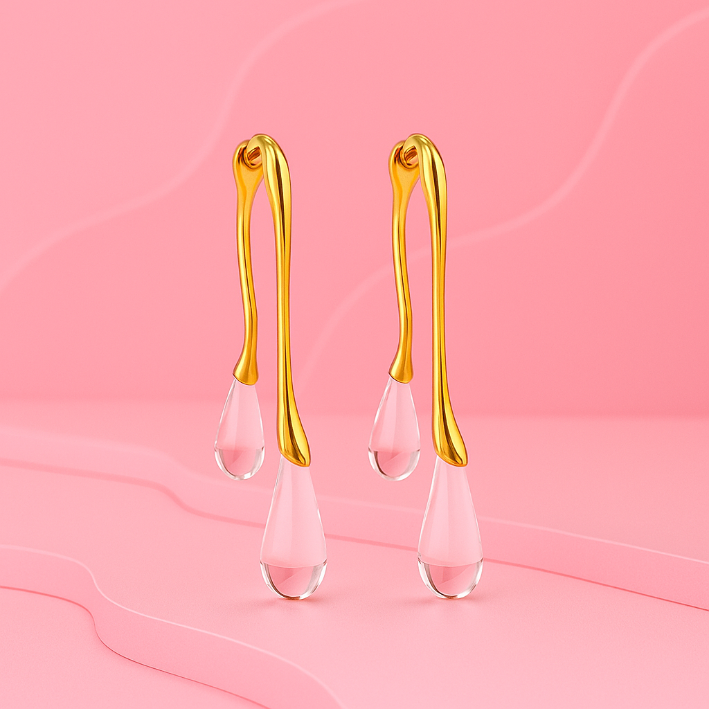 Golden Raindrop Statement Earrings | Tvayi