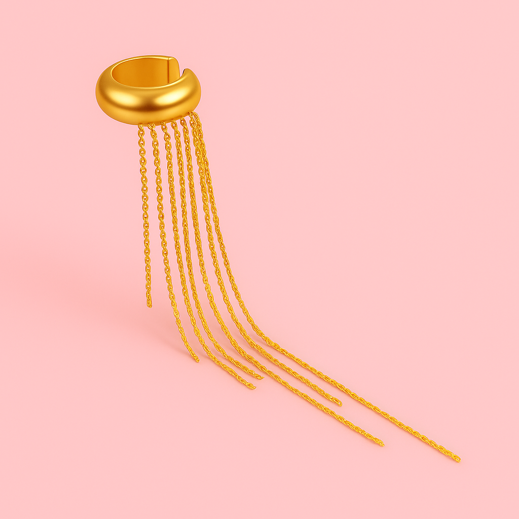 Gold Chain Tassel Ear Cuff | 18K Gold Vermeil Demi-Fine Jewellery | Tvayi Jewellery