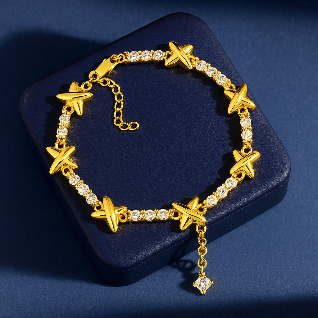 Starlight Zircon Gold Bracelet – Anti-Tarnish Demi Fine Jewellery | Tvayi