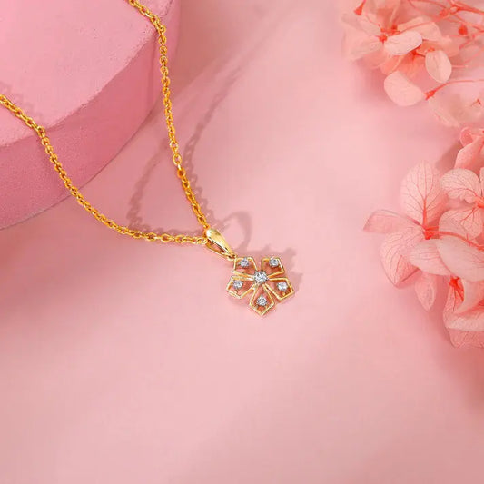 Golden Blossom Diamond Pendant Necklace | Tvayi