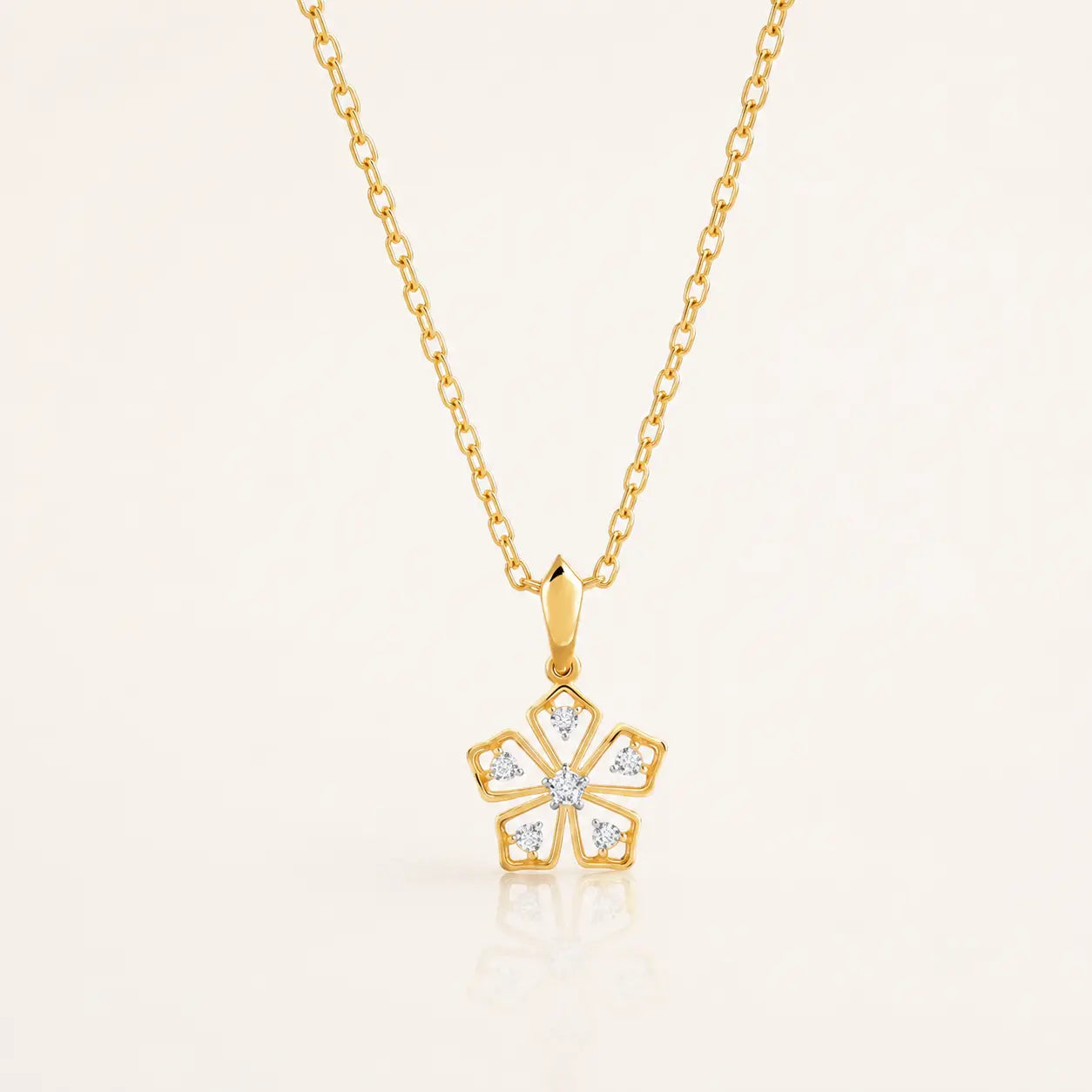 Golden Blossom Diamond Pendant Necklace | Tvayi