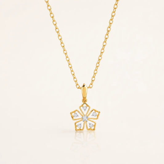 Golden Blossom Diamond Pendant Necklace | Tvayi