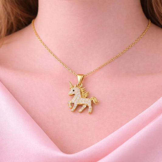 Golden Gallop Horse Charm Necklace | Tvayi