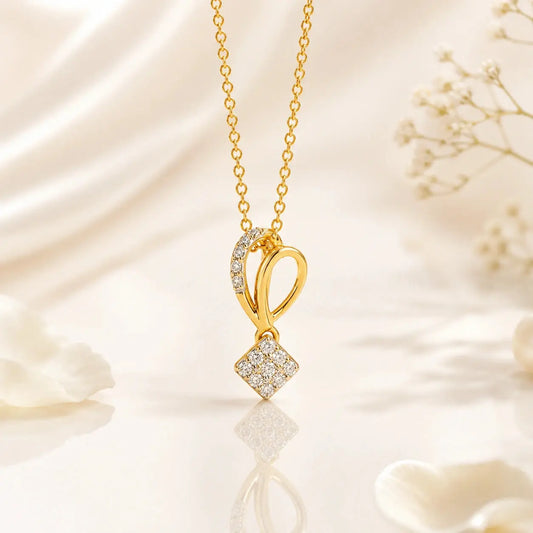 Golden Loop Diamond Pendant Necklace Tvayi
