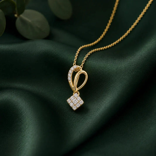 Golden Loop Diamond Pendant Necklace Tvayi