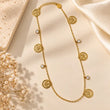 Happy Vibes 18K Gold Plated Smiley Charm Necklace on premium cream background – TVAYI