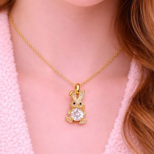 Honey Bunny Spark – 18K Gold Plated Bunny Pendant Necklace | Demi-Fine Jewellery | Premium Gift for Her | Tvayi
