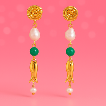 Fish pearl earrings | Tvayi