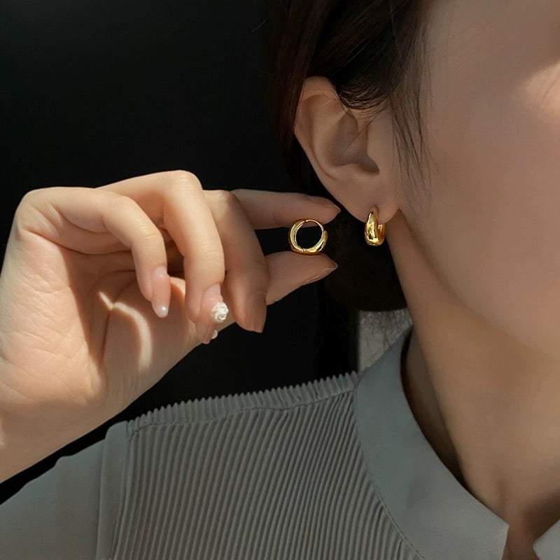 Minimal Gold Hoop Earrings for Women | 18K Gold Plated Demi-Fine Jewellery | Tvayi